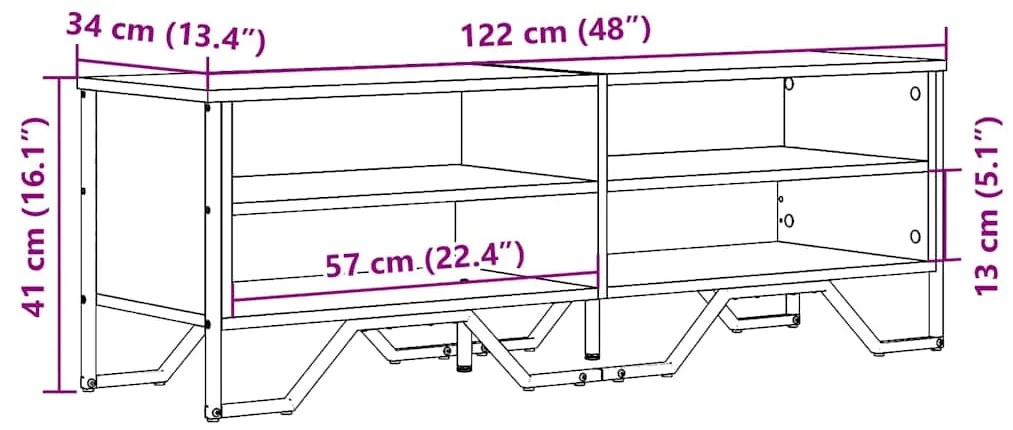 Móvel de TV 122x34x41 cm derivados de madeira preto