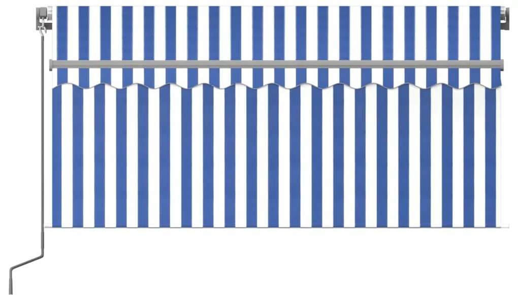 Toldo retrátil manual com estore 3,5x2,5 m azul e branco