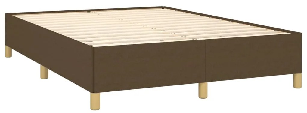 Estrutura de cama sem colchão 140x200 cm tecido castanho-escuro