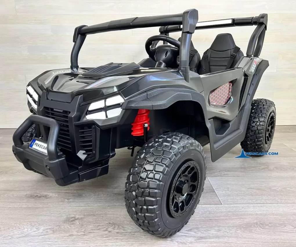 Buggy elétrico para crianças 2 lugares 1000R 4x4 24V, Rodas de borracha, Banco em pele sintética Preto
