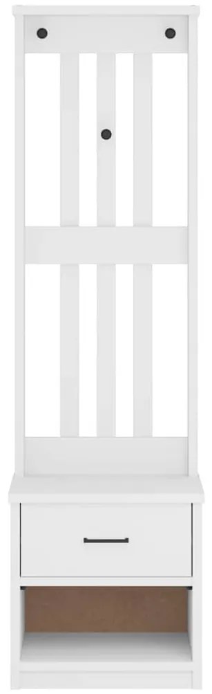 Árvore de Hall SANDNES Branca 45x40x159,5 cm Madeira Maciça de Pinho