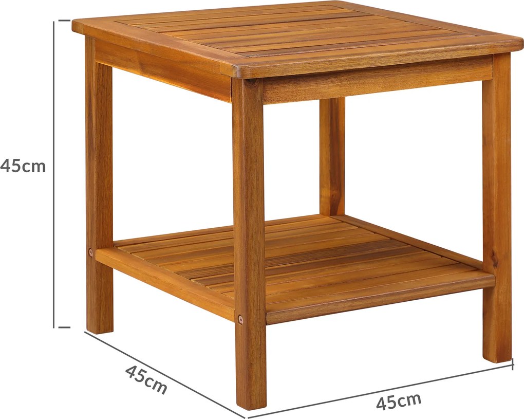 Mesa Jardim auxiliar Washington em madeira de acácia 45x45x45cm Castanha