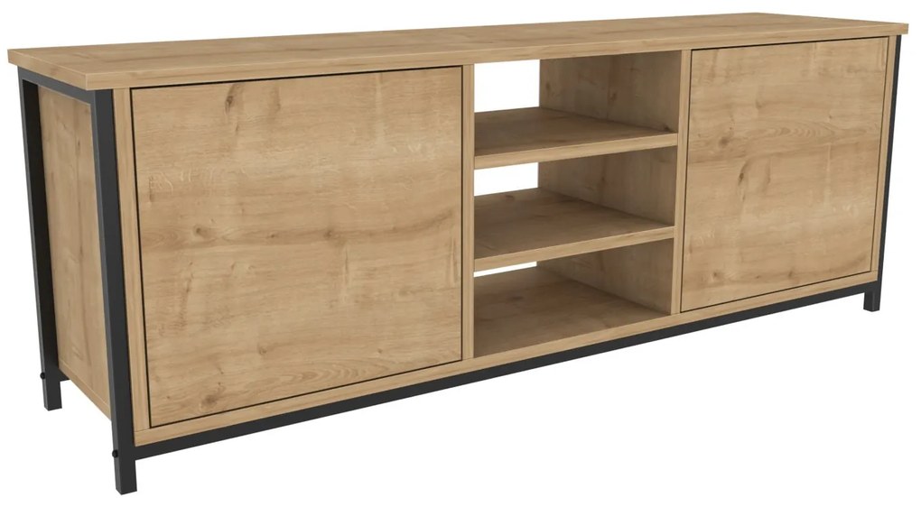 Móvel TV Otis – Carvalho e Preto – 140 cm x 35,3 cm x 50,8 cm