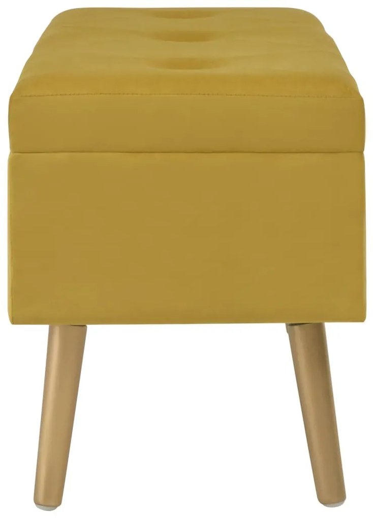 Banco c/ compartimento arrumação 80 cm veludo amarelo mostarda