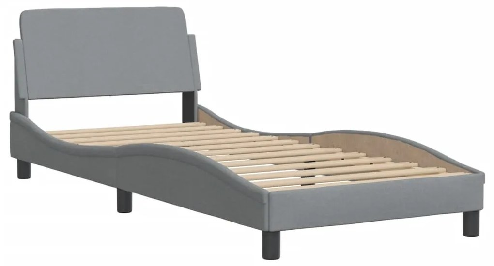 Cama com colchão 90x190 cm tecido cinzento-claro