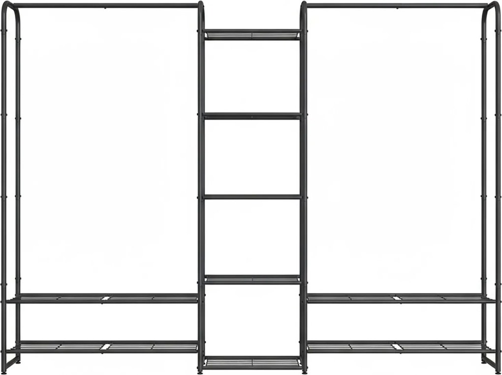 Guarda roupa aberto com prateleiras 29 x 182,4 x 158,4 cm preto