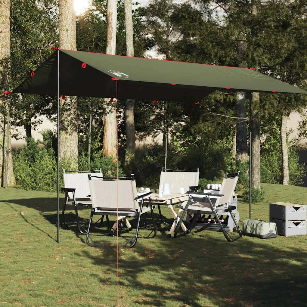 Lona de campismo 406x306 cm impermeável verde azeitona