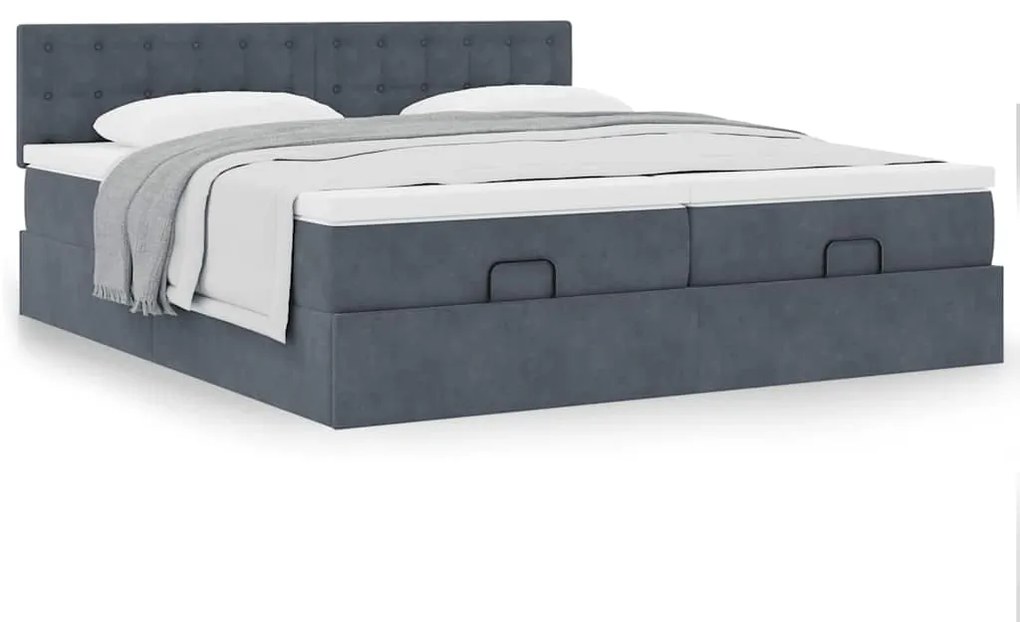 Estrutura cama otomana colchões 160x200 cm cinzento escuro