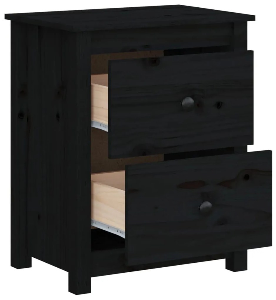 Mesas de cabeceira 2pcs 50x35x61,5 cm pinho maciço preto
