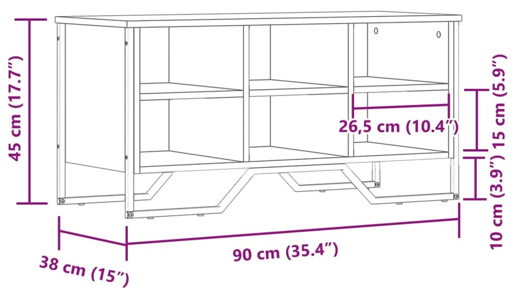 Sapateira 90x38x45,5 cm derivados de madeira cinzento sonoma