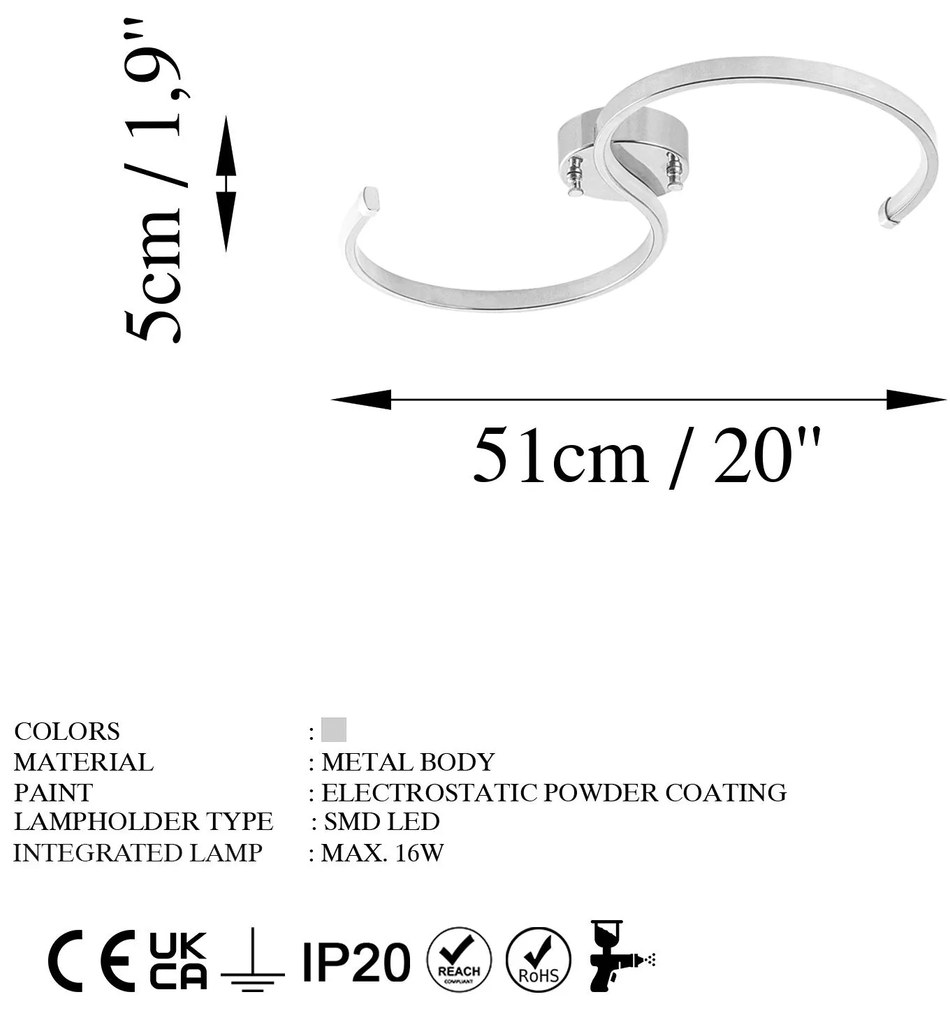 Chandelier Es – Chrome – 25x51x5 cm