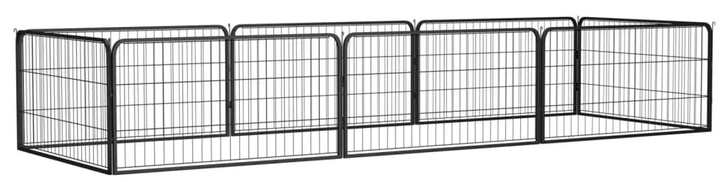 Parque p/ cães c/ 8 painéis 100x50 cm aço revestido a pó preto