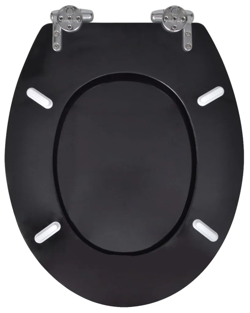 Assentos de sanita com tampas de fecho suave 2 pcs MDF preto