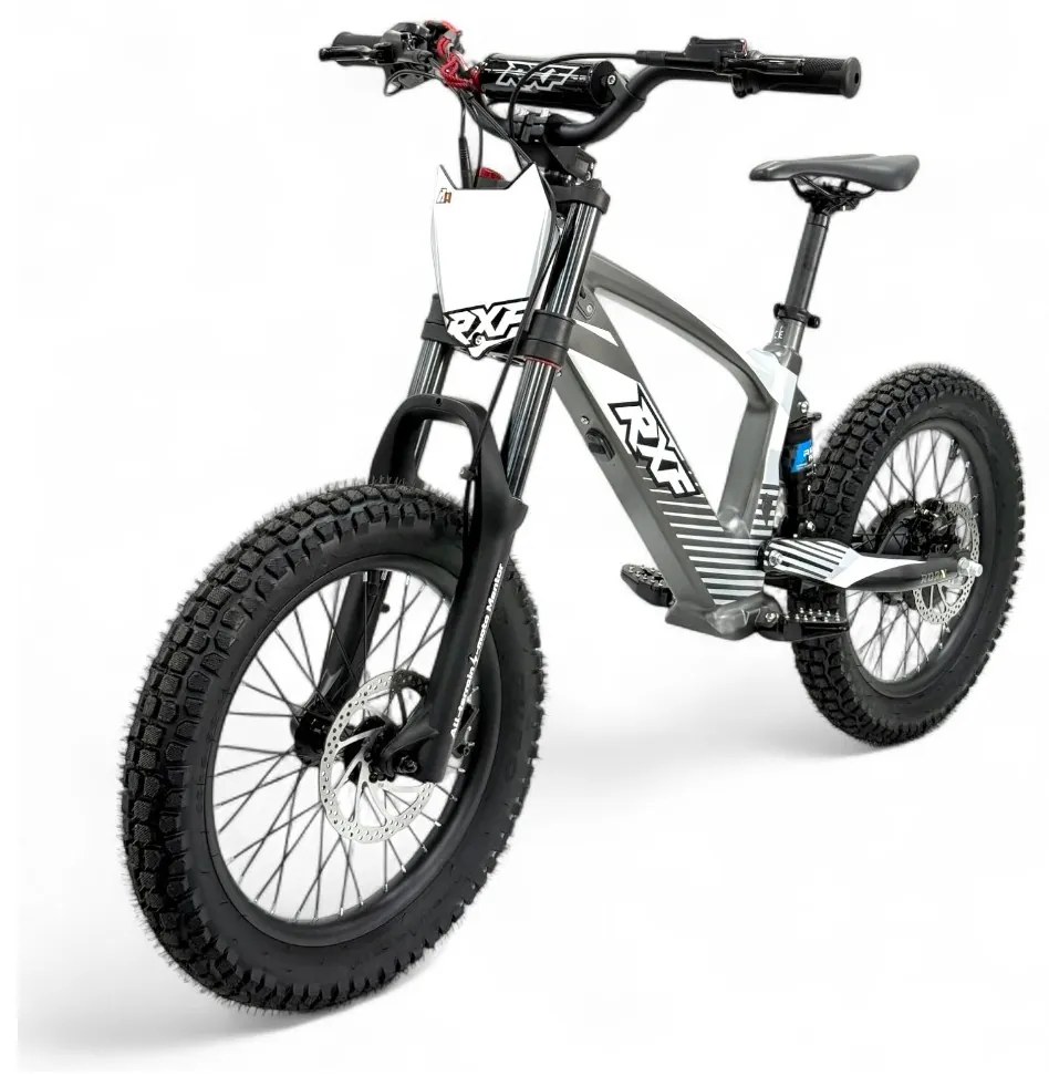 Bicicleta elétrica infantil 500W Roan RXF Evo Racing 18" Cinzenta