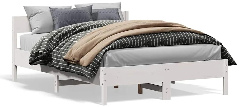 Cama sem colchão 160x200 cm madeira de pinho maciça branco