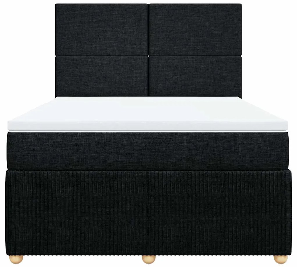 Cama com molas/colchão 140x200 cm tecido preto