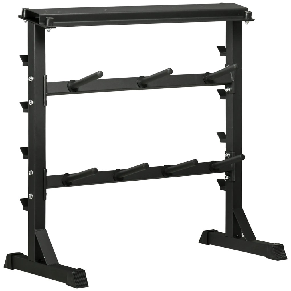 HOMCOM Suporte para Halteres Suporte de Armazenamento de Pesos e Discos Fitness G Carga Máxima 150kg 100x55x102cm Preto | Aosom Portugal