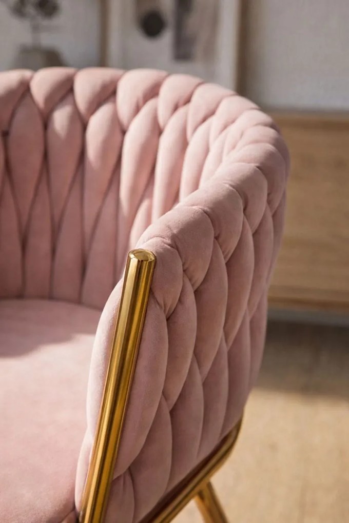 Cadeira Widny Golden Veludo - Rosa