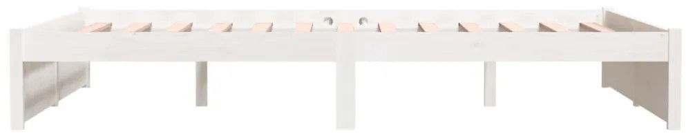 Estrutura de cama casal 135x190 cm madeira maciça branco
