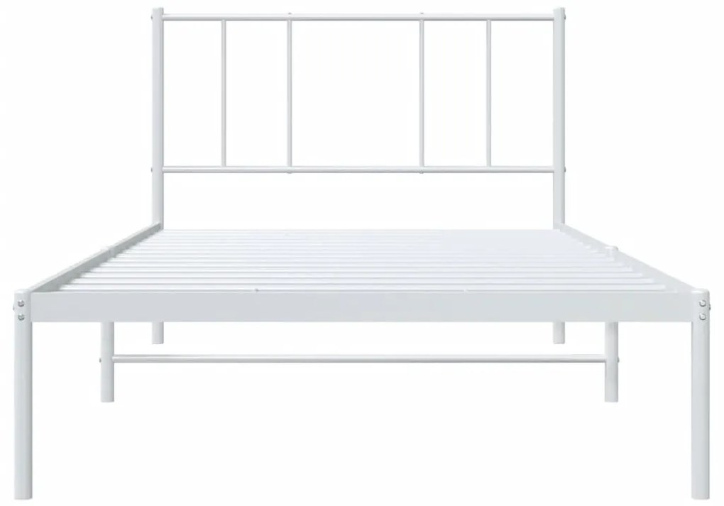 Estrutura de cama com cabeceira 75x190 cm metal branco