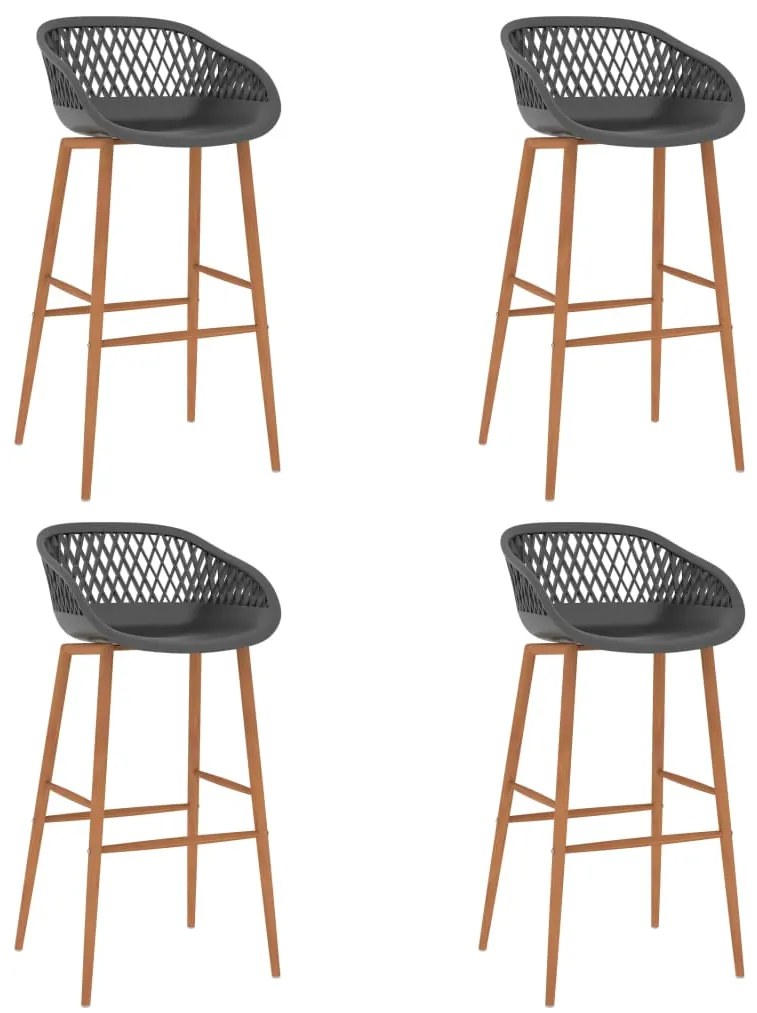 vidaXL Cadeiras de bar 4 pcs cinzento