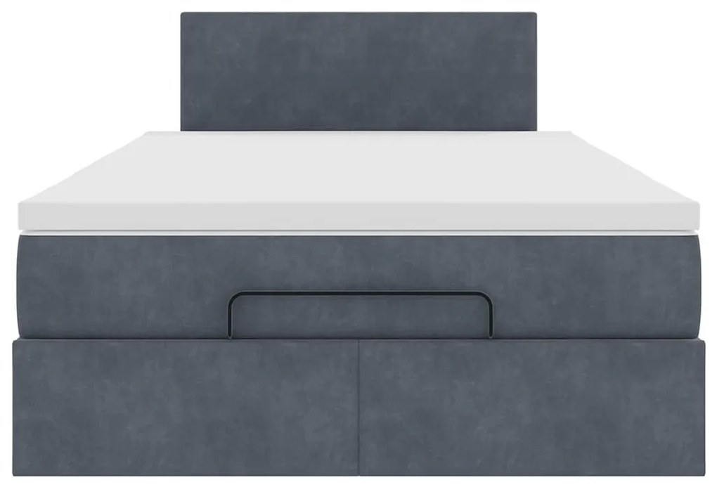 Cama otomana com colchão 120x190 cm veludo cinzento-escuro