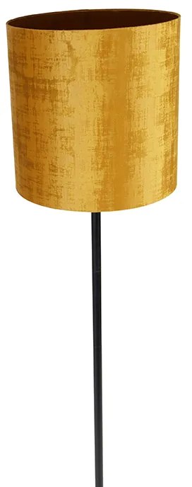 Candeeiro de pé clássico com cúpula preta e dourado 40 cm - Simplo Clássico / Antigo