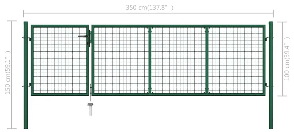 Portão de jardim 350x100 cm aço verde