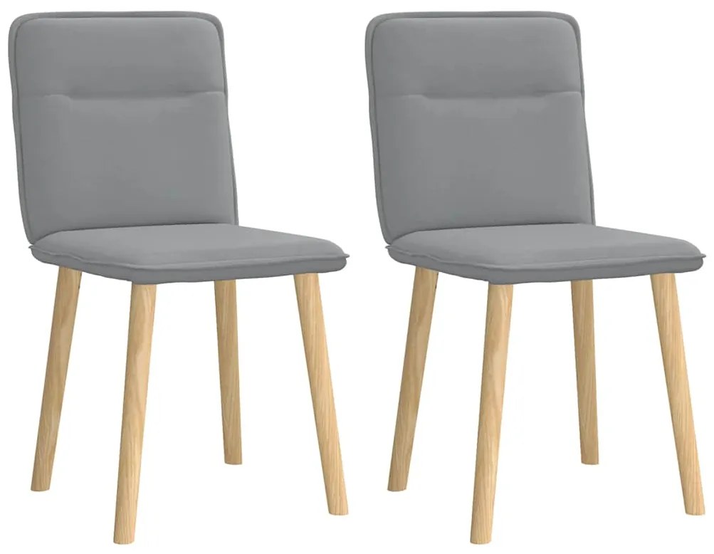 Cadeiras de jantar 2 pcs tecido cinzento-claro