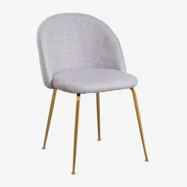 Cadeira De Jantar Em Borreguito Kana Design Gris Claro & Dourado - Sklum