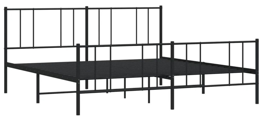 Estrutura de cama com cabeceira e pés 180x200 cm metal preto