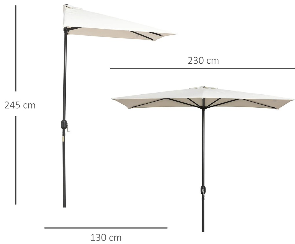 Meia chapéu de sol 230x130x245 cm chapéu de sol para Parede Jardim com