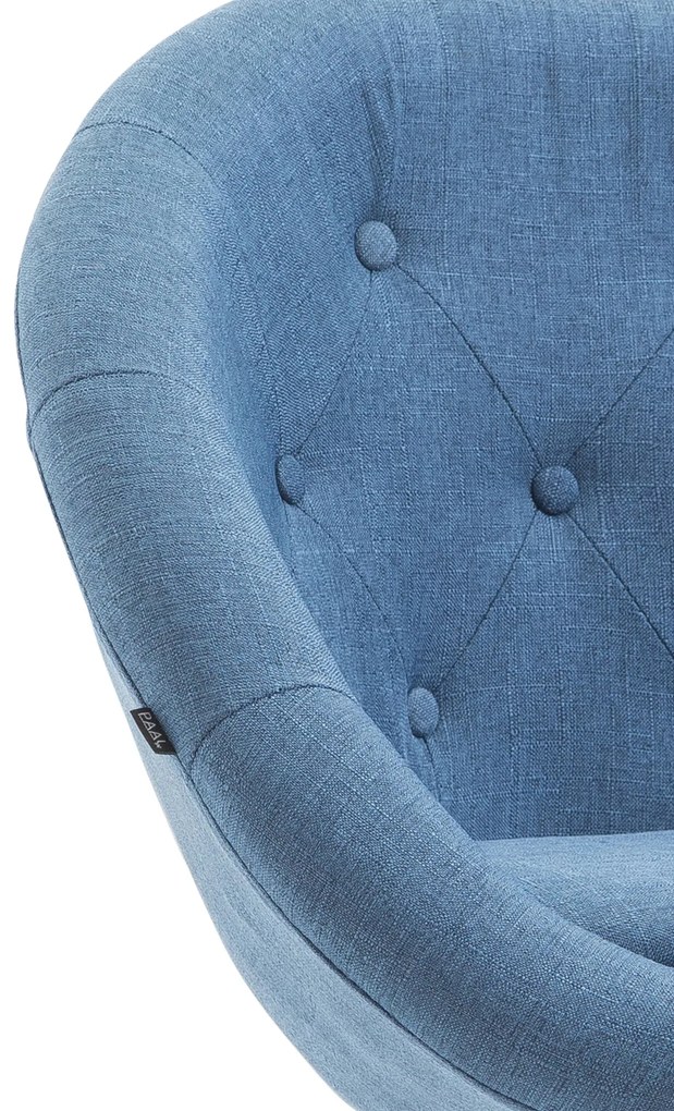 Banco de bar London em tecido e com estrutura cromada 65 x 107-128 x 57 cm Azul