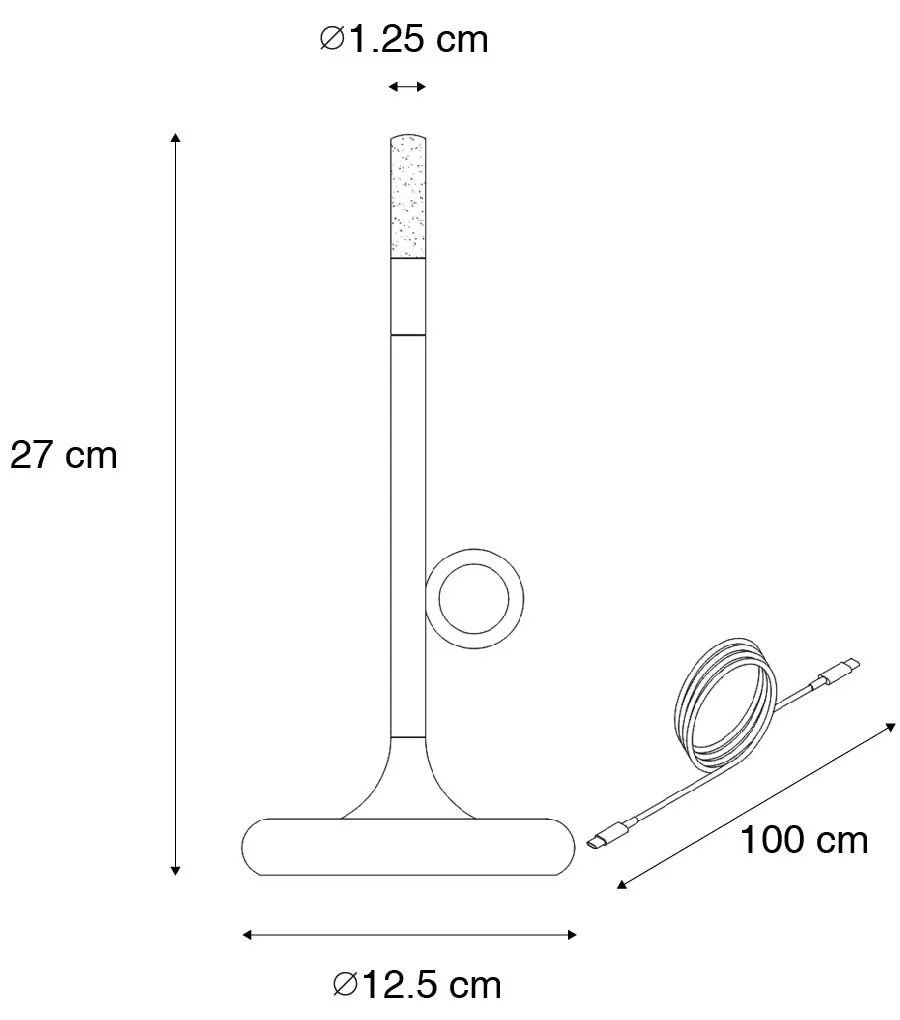 Candeeiro de mesa para exterior preto com LED com dimmer recarregável - Sjarel Design