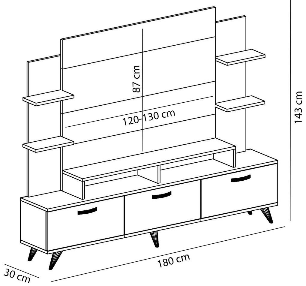 Unidade TV Diana – Branco e Nogueira – 180 cm x 143 cm x 30 cm