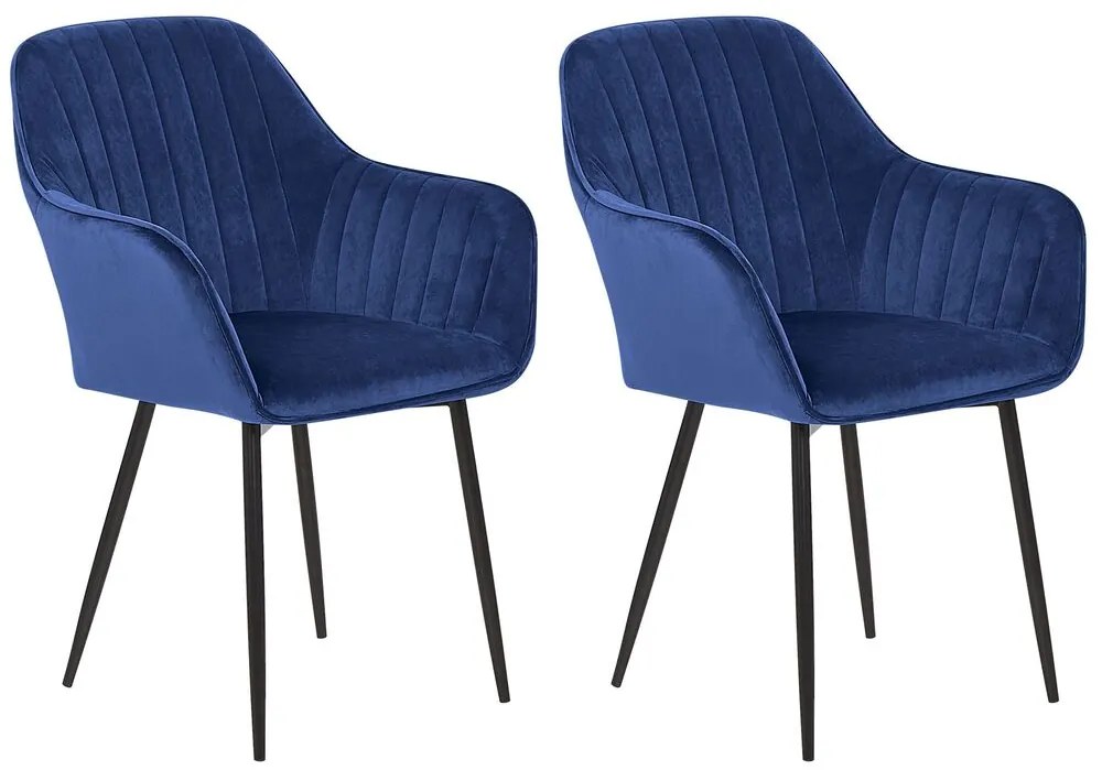 Conjunto de 2 cadeiras em veludo azul marinho WELLSTON Beliani