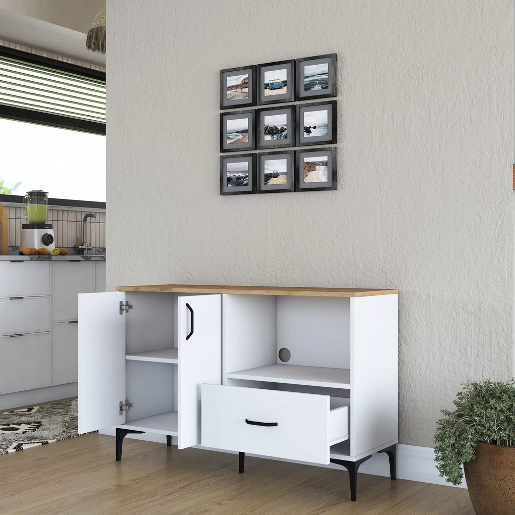 Armário Multiusos JE161 – Branco Nogueira – 120x78,6x40 cm