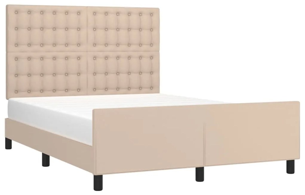 Estrutura cama cabeceira 140x200 cm couro artificial cappuccino