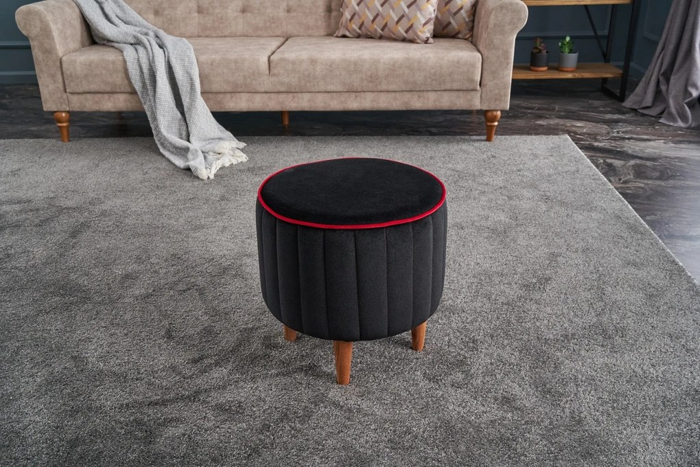**** Pouffe Lindy – Anthracite &amp; Rosa – 40x40x40 cm

**