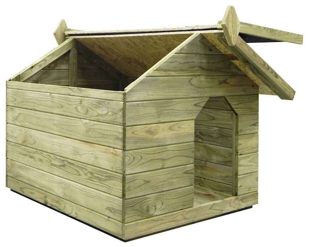Casota para cão com telhado de abrir pinho impregnado