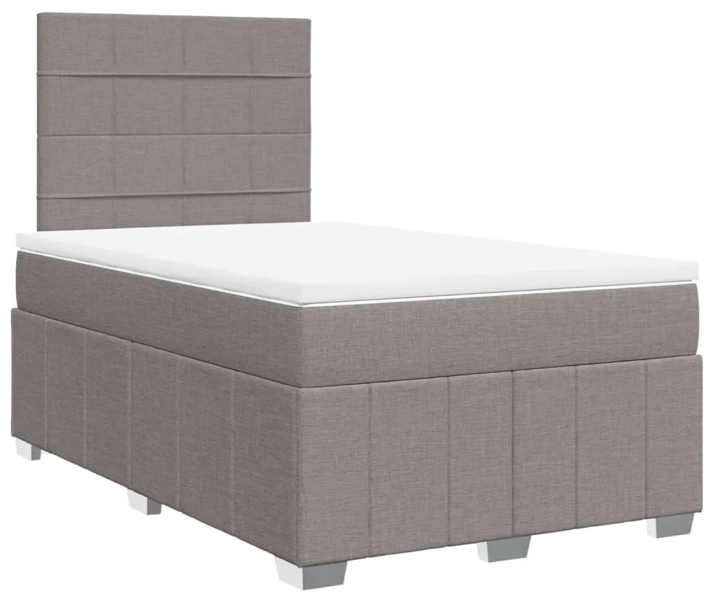 Cama boxspring c/ colchão 120x190cm tecido castanho-acinzentado