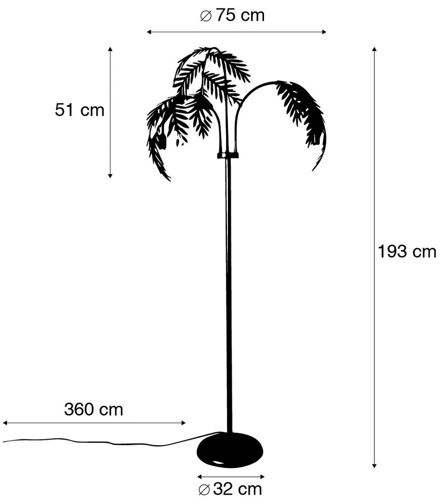 LED Candeeiro de pé inteligente dourado 193 cm 3 luzes incluindo 3 Wifi P45 - Botanica Clássico / Antigo