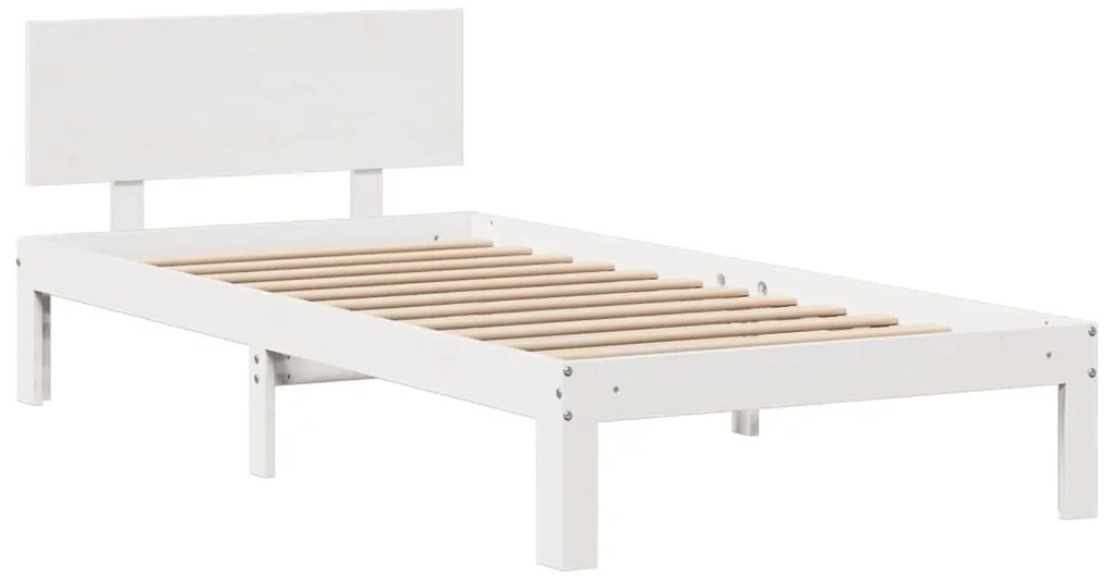 Cama com estante sem colchão 100x200 cm pinho maciço branco