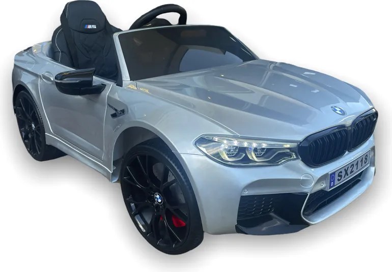 Carro elétrico para crianças até aos 5 anos BMW M5, 24V, Pneus Borracha, Bateria lítio, Controle remoto cinzento
