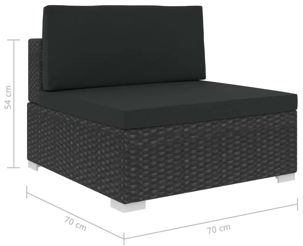 8 pcs conjunto lounge de jardim c/ almofadões vime PE preto