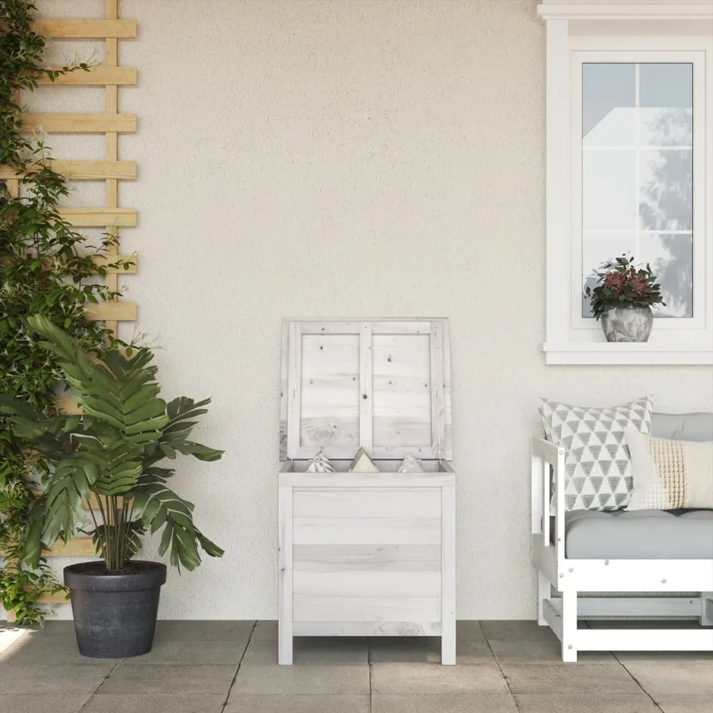 364749 vidaXL Caixa de arrumação p/ jardim 50x49x56,5 cm abeto maciço branco