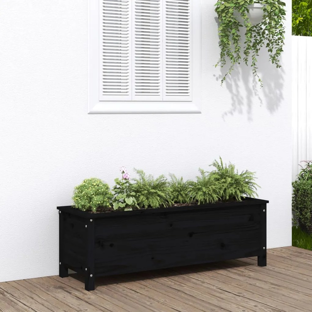 vidaXL Canteiro elevado de jardim 119,5x40x39 cm pinho maciço preto
