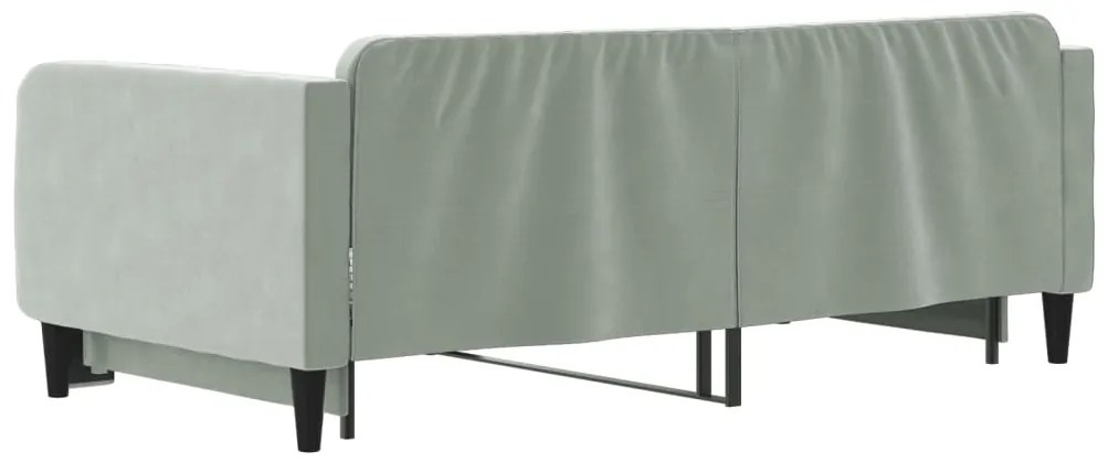 Sofá-cama com gavetão 90x190 cm veludo cinzento-claro