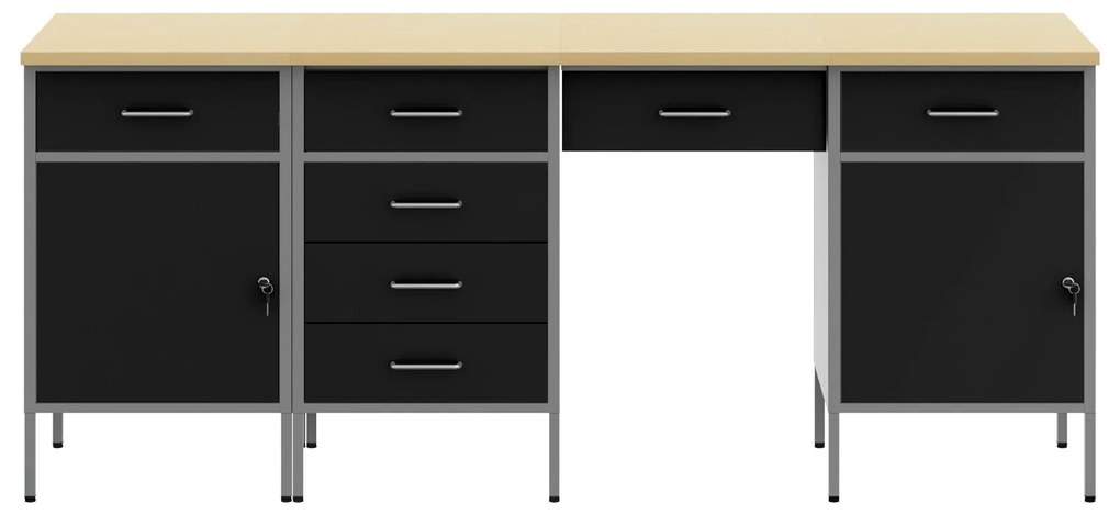 Conjunto de Mesa e Armário de Trabalho VidaXL 4 Peças Preto em Madeira
