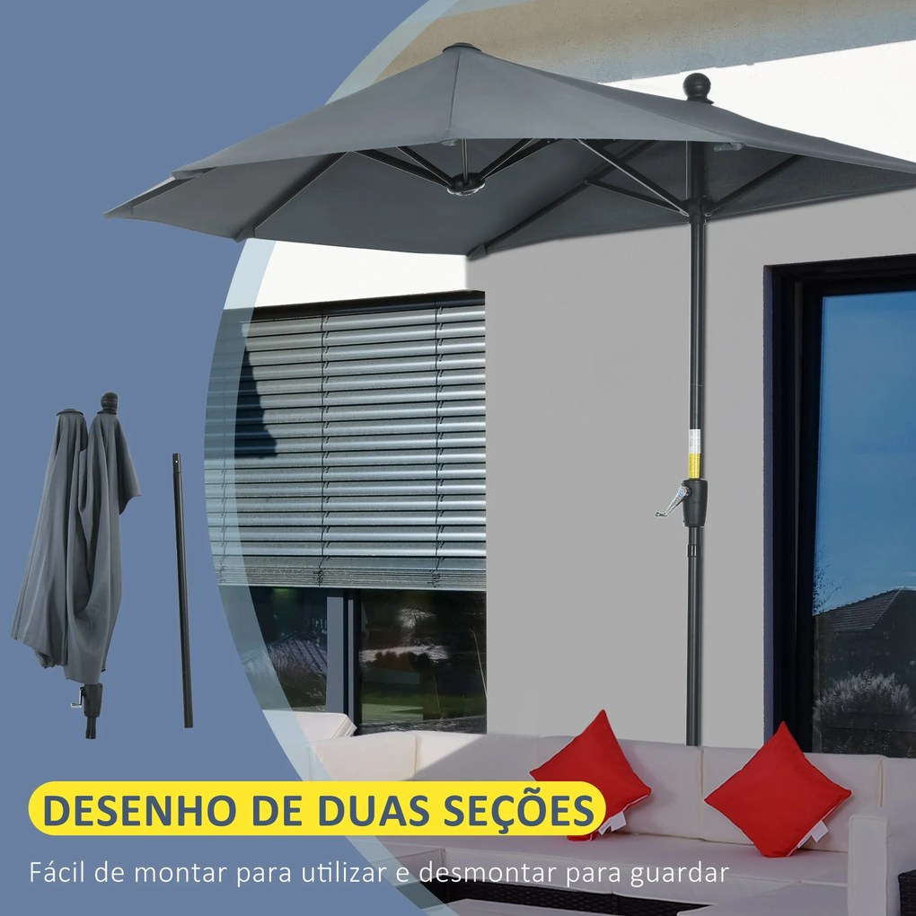 Chapéu de Sol de Parede 190x200x240 cm Chapéu de Sol de Jardim com Man
